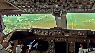 Boeing 747400 HongKong Landing  COCKPIT VIEW [upl. by Eisaj]