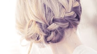 Pretty Side French Braid Updo [upl. by Nosreffej504]