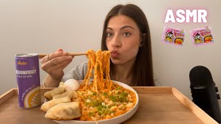 ASMR Creamy Samyang Carbonara Fire Noodles amp Dumplings Mukbang  No Talking [upl. by Lamonica]