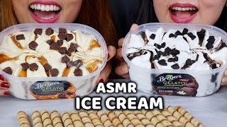 ASMR GELATO ICE CREAM TUBS BROWNIE BATTER amp CARAMEL TRUFFLE  KimampLiz ASMR [upl. by Jorgenson349]