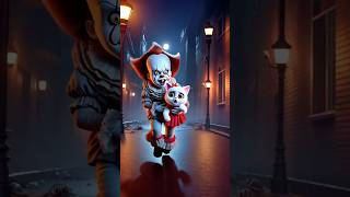 Pennywise is after cute Cat and Kitten in a Spooky Town cat cutecat catlover [upl. by Yeleak]