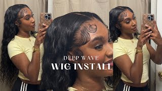 HOW TO  13x6 DEEP WAVE WIG  WIG INSTALL  USUCHBEAUTY [upl. by Jay]