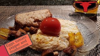 Eggs over easy tomato pepper and mushrooms [upl. by Hopper471]