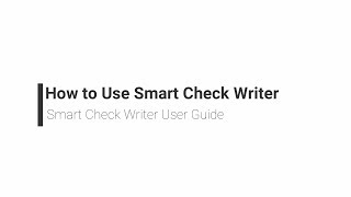 779081 SMART CHECK WRITER  How to Use Smart Check Writer [upl. by Lemrac400]