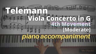 Telemann  Viola Concerto in G 4th Mov Piano Accompaniment Moderate [upl. by Sulecram]