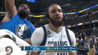 Kyrie Irving quotdunksquot on JaVale McGee during his postgame interview 🤣  NBA on ESPN [upl. by Eglanteen]