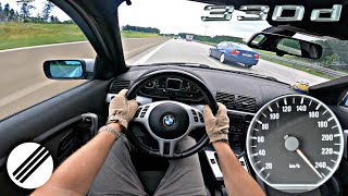 BMW E46 330d STAGE 2 TOP SPEED DRIVE ON GERMAN AUTOBAHN🏎 [upl. by Aneerb]