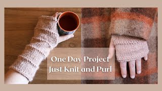 Knit Long Hand Warmers With Me  Easy Knit Fingerless Gloves  Beginner Project  Knitting Gift Idea [upl. by Eseerehs]