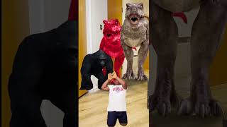 Funny King Kong Gorilla monkey in Real life Dinosaur Trex Chase movies jurassicworld shorts [upl. by Llenej]