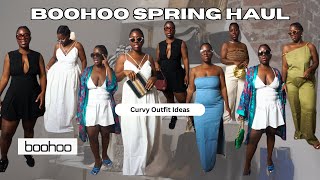 BOOHOO SPRING HAUL amp TRY ON curvy outfit ideas [upl. by Wendelina]