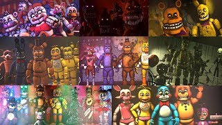 FNAF ALL ANIMATRONICS 2018  FNAF1  FNAF6 Cannoned timeline [upl. by Apeed]