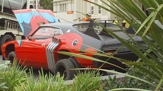 mad max CAR the RED BAT CAR falcon coupe arrives in MELBOURNE [upl. by Aidaas86]