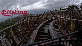 Joris En De Draak blue water wooden duelling coaster Efteling front row 2023 [upl. by Atsejam796]