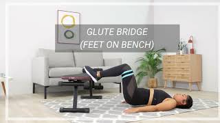 GLUTE BRIDGE FEET ON BENCH with glute band  Corength [upl. by Dnar]