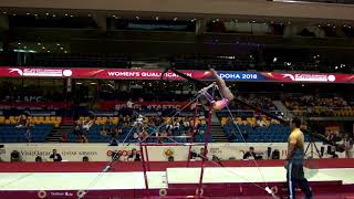 OLIVEIRA Lorrane BRA  2018 Artistic Worlds Doha QAT  Qualifications Uneven Bars [upl. by Dviad]