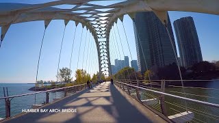 Toronto Bike Riding  Rogers Center To High Park  Humber Bay Arch Bridge  Humber River [upl. by Omero]