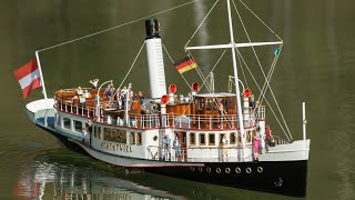 RC Modellboot Eigenbau Halbsalon Schaufelraddampfer Hohentwiel vom Bodensee an einem windigen Tag [upl. by Curson]