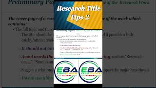 What should we do while writing research title [upl. by Dalia]