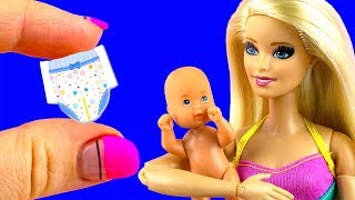 DIY Miniature Barbie Dollhouse Nursery Room Lamp Baby bed etc [upl. by Apps]