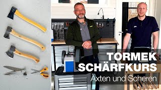 Schärfen von Äxten und Scheren  Teil 2  Tormek Live Schärfkurs [upl. by Frederico]