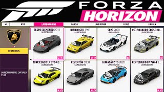 FORZA HORIZON 5  ALL CARS LIST 2024  ALL DLC 4K [upl. by Pendleton]