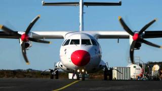 DAT ATR42 Startup and landing at Stord Airport Feb 2011 [upl. by Ramgad]