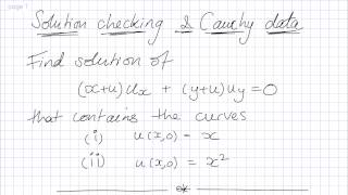 52 Quasilinear PDE Checking the general solution and applying Cauchy data [upl. by Gomar]