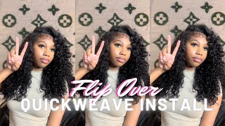 HOW TO CURLY FLIPOVER QUICKWEAVE  Curly Cut  Blending Leavout ft Asteria Hair [upl. by Gillman]