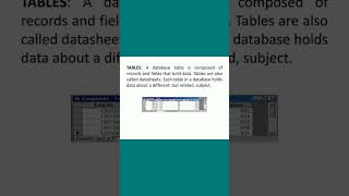 Database Part 2  Element of database  field DBMS  Records DBMS  Tables DBMS dbms shorts [upl. by Aimerej]