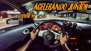 ROLE INSANO NISSAN 350Z E CORVETTE PROCHARGER ACELERANDO JUNTO🔥🚀 [upl. by Crosby]