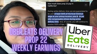 Uber Eats Delivery Uber Eats earnings tips and Prop 22 ubereats [upl. by Retep]