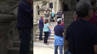 Pastor Ellis L Smith prays against racism on Capital Bldg steps in Lansing MI 52820 [upl. by Idelson]