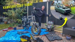 Taking apart the Kawasaki  Reliant Motorcycle Engine Swap PT2 [upl. by Navannod]