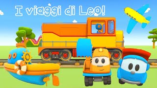 Leo il camioncino curioso e i mezzi per il viaggio  Cartoni animati per bambini [upl. by Neerroc981]