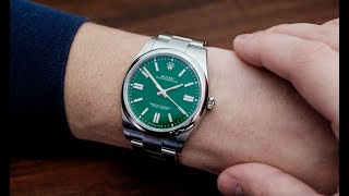 Rolex Oyster Perpetual Stella Green 41  WatchReviewBlogcom [upl. by Eicats520]