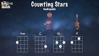 Counting Stars  Ukulele play along Am C G F and Dm [upl. by Nad324]