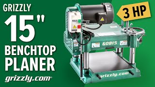 Grizzly 15quot 3 HP HeavyDuty Planer G0815 [upl. by Ahsinauj]