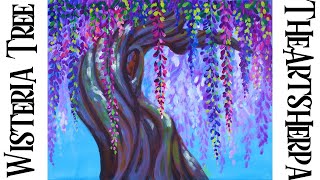 Wisteria Ancient tree Step by step Acrylic Tutorial beginners  TheArtSherpa [upl. by Ecurb]