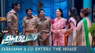 Saravanan amp Co Enters the House  Aambala  Movie Scenes  Vishal  Sundar C [upl. by Ahsilak666]