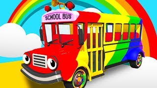 Rainbow Bus Nursery Rhymes amp Kids Songs  Geckos Garage  Wheels On The Bus  Bus Videos For Kids [upl. by Ailedo]