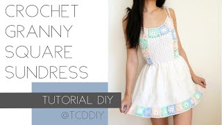 Crochet Granny Square Sundress  Tutorial DIY [upl. by Acceber406]