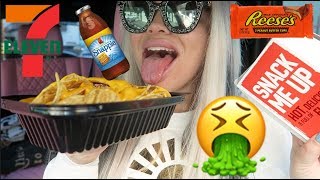 gross gas station food eating show 7 ELEVEN MUKBANG [upl. by Llenod538]