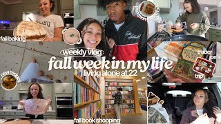 cozy fall weekly vlog 🍂  fall baking book shopping cooking fall outfits and more [upl. by Aisel]