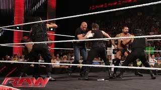 The Shield vs Evolution WWE Payback contract signing Raw May 26 2014 [upl. by Jelle]