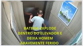 BATERIA DE LITIO Explode Nas Mãos de um HOMEM em Elevador [upl. by Sueddaht]