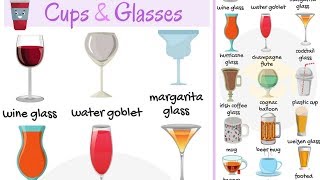 List of Cups and Glasses in English  Glassware Vocabulary Words [upl. by Luce]