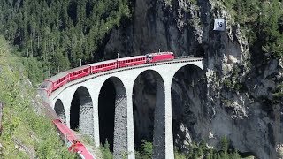 Landwasser Viaduct  Rhaetian Railway  August 2017 [upl. by Nolie]