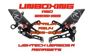 Unboxing LighTech Version R Rearsets  Aprilia RSV4 2009  2018 [upl. by Aylat802]