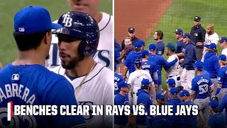 BENCHES CLEAR in Rays vs Blue Jays after Génesis Cabrera shoves Jose Caballero 😳  ESPN MLB [upl. by Abocaj590]