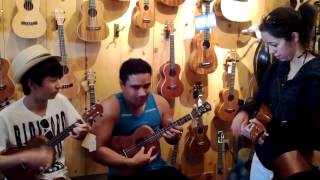 OvertheRainbow  Sungha Jung Brittni Paiva Kalei Gamiao UKULELE JAM [upl. by Ahsekram]